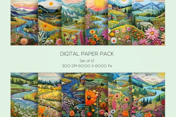 Embroidery Summer Wildflower Paper Set