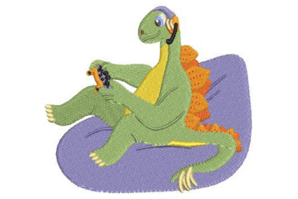 Gamer Stegosaurus Embroidery Design