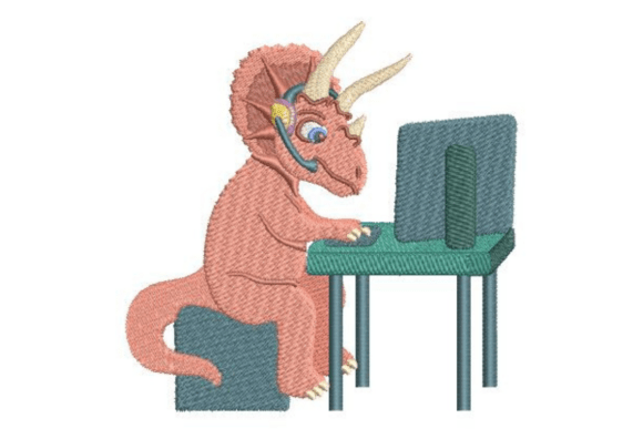 Gamer Triceratops Embroidery Design