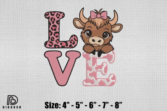 Love Cow Valentine Embroidery Design